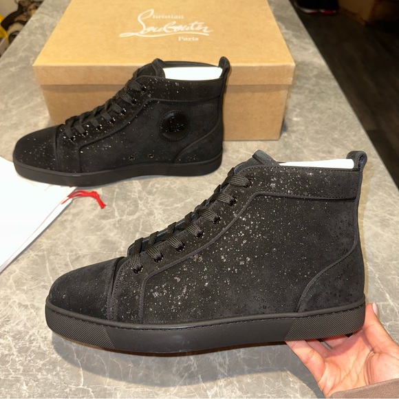 New Size 44 Christian Louboutin Louis Orlato Flat Sneakers Black Silver - Picture 6 of 14